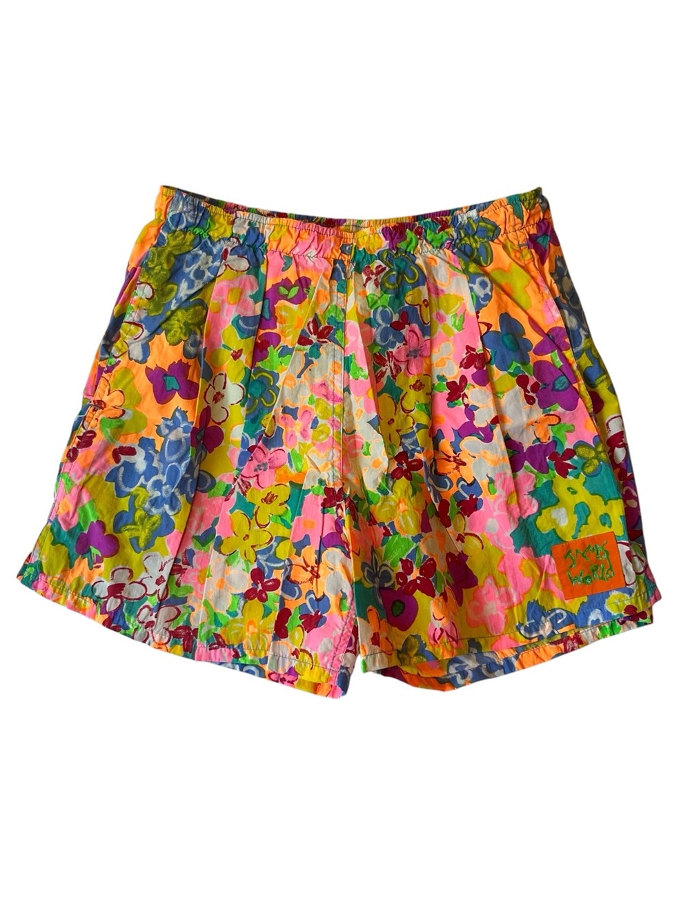 Jams World Vintage swim trunks M Colorful tropical floral shorts Pleated Mesh